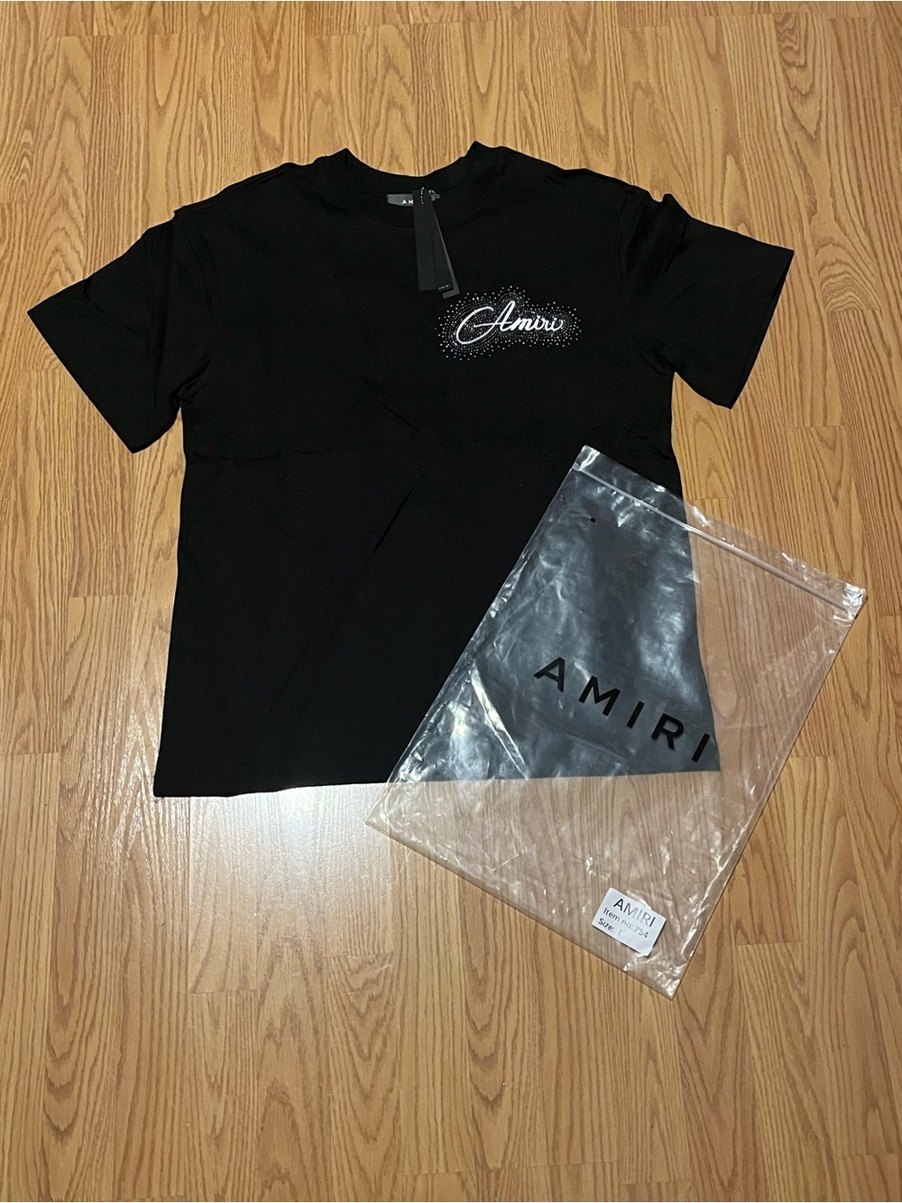 AMIRI Black Script Logo Short-Sleeve Tee with Stud Detail